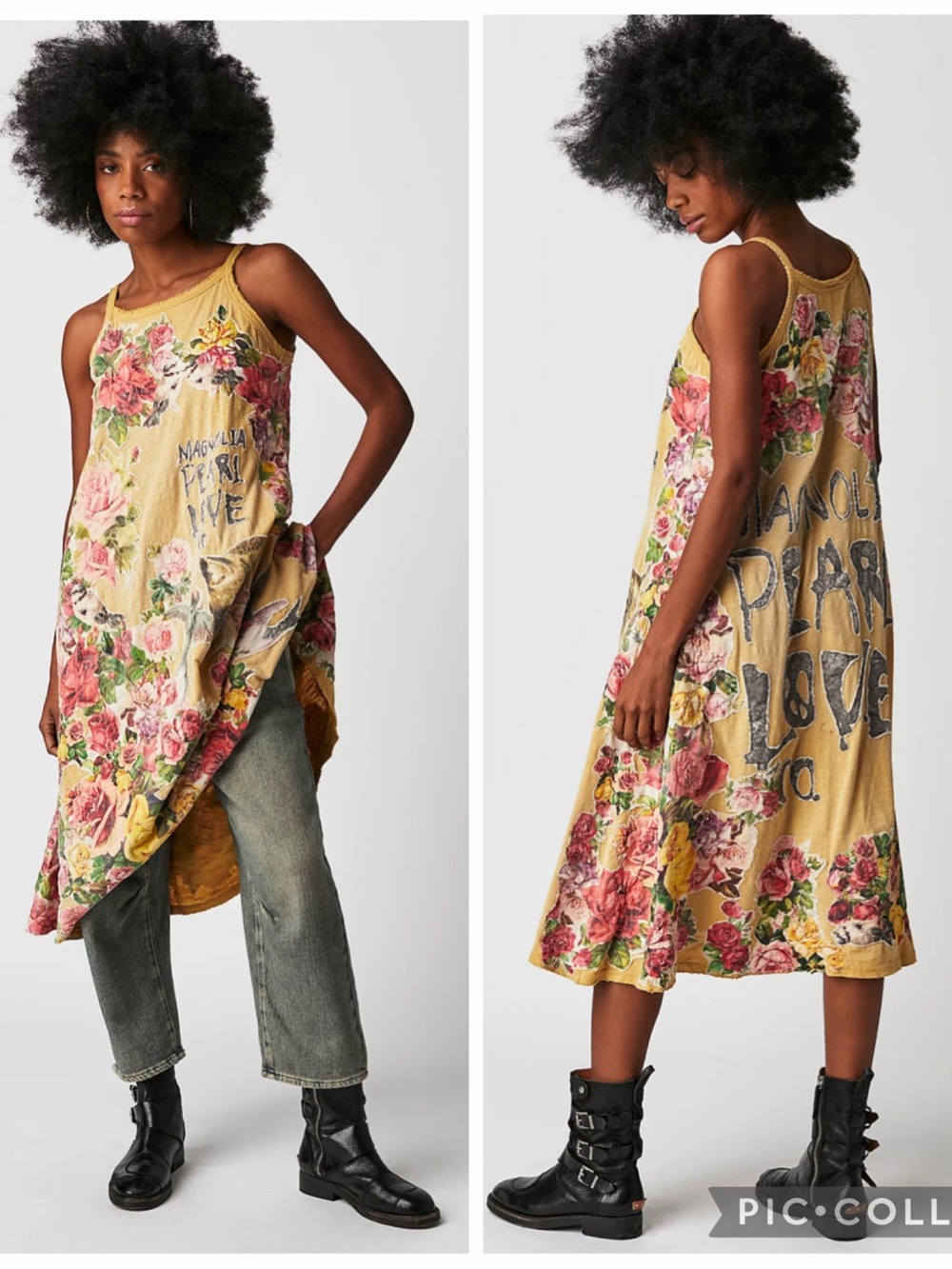 Magnolia Pearl Kitty Floral Layla Tank Dress Tee One Size